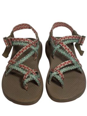 Chaco ZX2 Classic Dolman Pine Verde Green Orange Sandals Women’s Size 8 VGUC